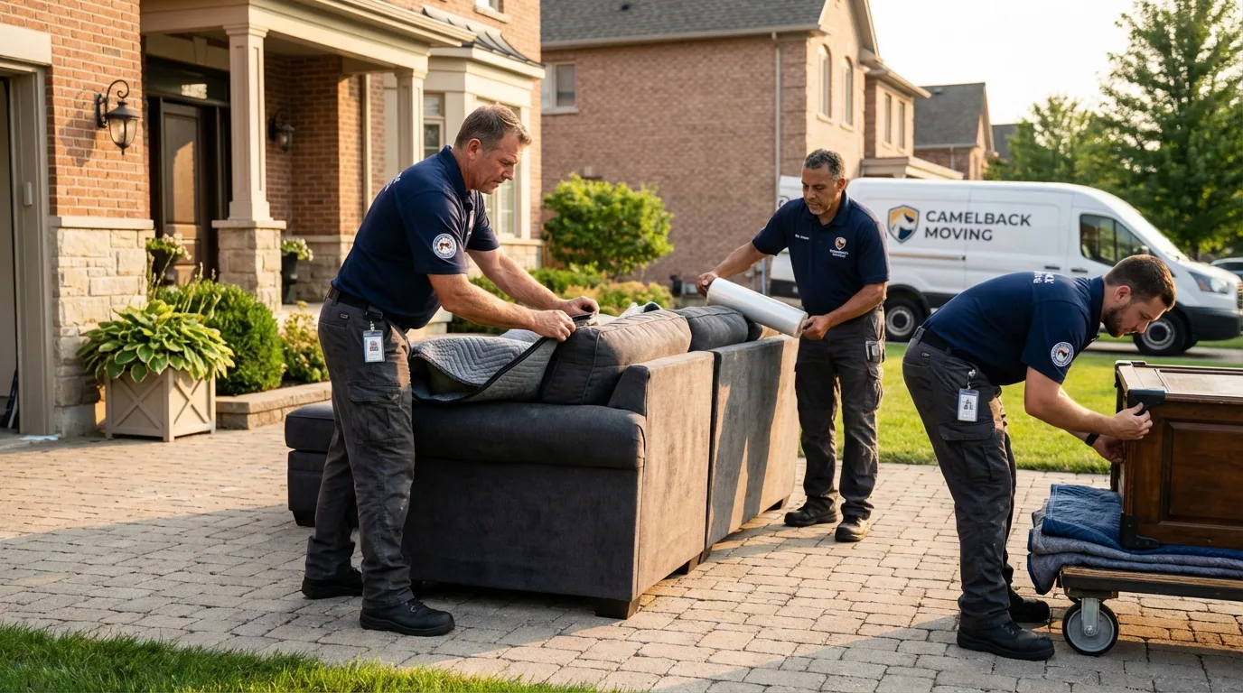 Large estate moving crew wrapping furniture in Spotswood, NJ